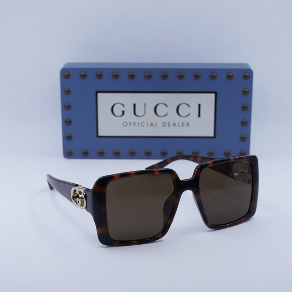 Gucci GG1692SA 002 Square Sunglasses - Dark Havana/Brown main image 6